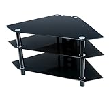 Corner Glass TV Stand in Black Finish