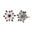 Sparkling Garnet Cubic Zirconia Snowflake Platinum Overlay CAREFREE Sterling Silver Stud Earrings