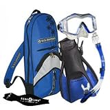 U.S. Divers Grande Vista Mask, Total Dry Snorkel, Travel Trek Fins, Strap & Bag... by U.S. Divers