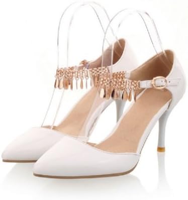 Charm Foot Fashion Womens Mary Jane High Heel Pumps Shoes (7, White)