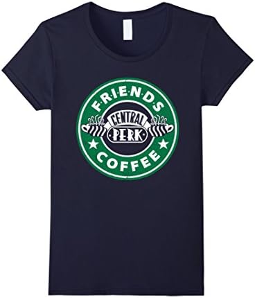 Women's Starbuck-s mix Central-Perk Friends Tv Show T-shirt Large Navy