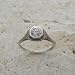 14k White Gold Unusual Art Deco Style Engraved Filigree Gold Ring, Center CZ image 3