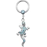 14 Gauge Aqua Gem Lizard Dangle Captive Ring