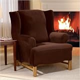 Stretch Velvet Wing Chair Slipcover (T Cushion)