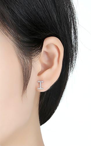 Echoes 925 Silver 18K Gold Plated Letter CZ Earrings Stud