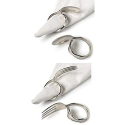 Bent fork and Spoon Napkin Ring Set