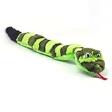 Kyjen Invincibles Plush Snake Dog Toy, 3 Squeakers, Green/Black