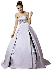 Satin Striped Print Wedding Dress  with a Chapel Train 