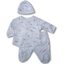 Miniclasix Baby Boys Blue Shirt, Pant And Hat Set ~ Airplanes SIZE 0 3 months