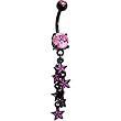 Pink Cz Black Nautical Stars Belly Ring