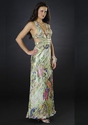 Polyester/Silk Beaded Sequined Slit Evening Dress/Prom Dress 