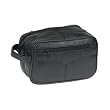 Genuine Leather Shaving Toiletry Travel Bag w/ 2 Zipper Compartments