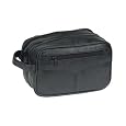 Genuine Leather Shaving Toiletry Travel Bag w/ 2 Zipper Compartments