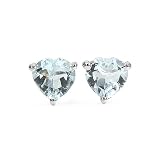  1.40 Carat Genuine Aquamarine Sterling Silver Stud Earrings