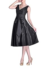 A-line Strapless Taffeta Tea Length Bridesmaid Dress 