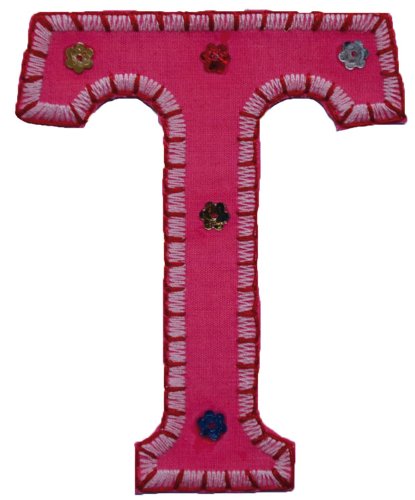 etiquettes tissu-TrickyBoo T Cute Pink 8-9cm -etiquettes tissu- lettres brodees correctifs-mode personnalise-patch pour les vetements- lettre de broderie