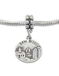Sterling Silver San Diego Americas Finest City Dangle Bead Charm