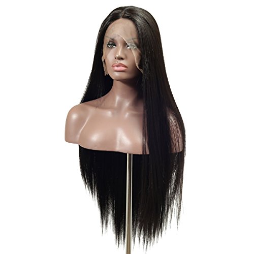 Arimika Natural Black Silk Straight Heat Safe Synthetic Hair Lace Front Wig