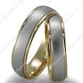 950 Platinum and 18K Gold Two Tone Matching Wedding Bands Set,6mm Wide