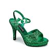 Womens Sexy Sandals High Heel Shoes 4 Inch Mini Platform Green Glitter St Patricks Day