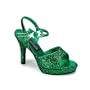 Womens Sexy Sandals High Heel Shoes 4 Inch Mini Platform Green Glitter St Patricks Day