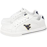 West Virginia Mountaineers Ladies White Team Logo Leather Tennis Shoes