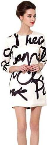 Women's Spring and Autumn Long Sleeve Pringted High Street Mini Dress with Scarf