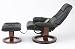 Restwell napoli swivel recliner brown leather effect massage chair with round base footstool