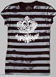 Mad Design Black Grey Striped Silk Screened Short Sleeve Tee Shirt
