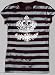 Mad Design Black Grey Striped Silk Screened Short Sleeve Tee Shirt