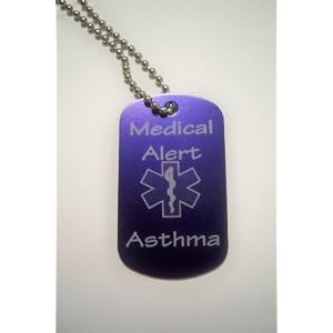 Medical dog tag ASTHMA Laser engraved