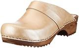 Sanita Ruth Wood Clog Mule in Gold Leather - Factory 2nd