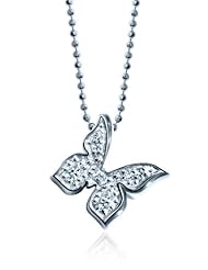 Alex Woo "Little Princess" Diamond and White Gold Butterfly Pendant Necklace, 16"