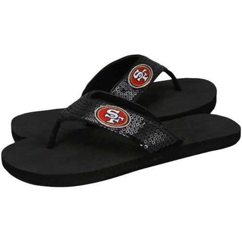 For Bare Feet San Francisco 49ers Women's Sequin Flip Flops