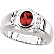 14K White Gold Man's Chatham Created Ruby and Diamond Ring