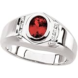 14K White Gold Man's Ruby and Diamond Ring
