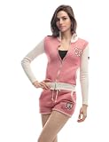 Doublju Womens Sweatshirt & Shorts Set with Color Combination