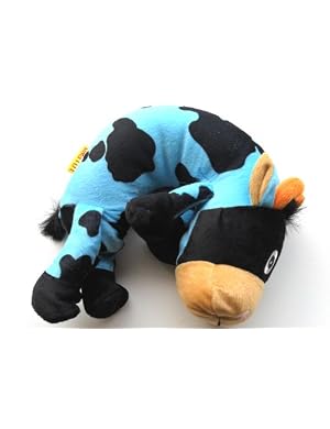 Kids Animal Travel Buddies Neck Pillow Blue Bull