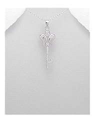 Key CZ Pendant Necklace In 92.5 Sterling Silver