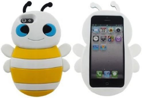 Angelseller XKM New 3d Lovely 3D Bee Shape Soft Silicone Gel Back Case Cover For Apple IPhone 5/5G/5th (White)