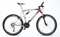 Mifa Herren MTB 26 Zoll, 27-Gang-Schaltung, Federgabel , slber/ rot , 56 cm