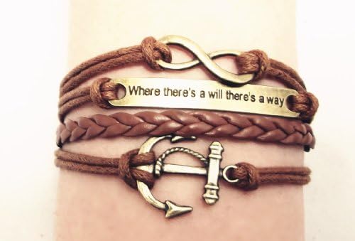 Made In USA B - 033 Infinity anchor where there is a will ...Bracelet Hand crafted in USA