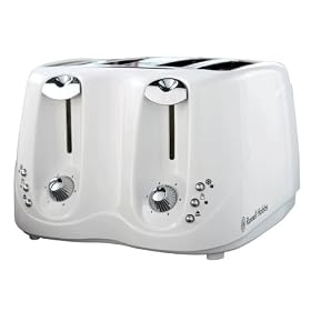 Russell Hobbs 13899 4-Slice Compact Toaster in White and Chrome