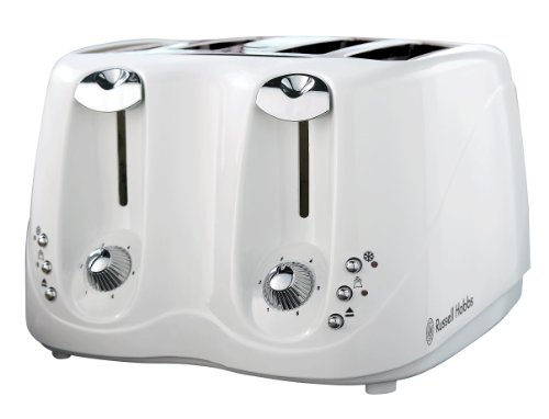Russell Hobbs 13899 4-Slice Compact Toaster in White and Chrome