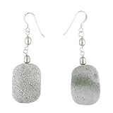 Sterling Silver Genuine Fossil Stone Drop Earrings