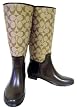 COACH PAMMIE SIGNATURE KHAKI BRN RAIN SNOW BOOTS NEW