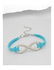 Light Sky Blue Infinity Artificial Suede Leather Bracelet In White Base
