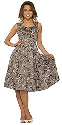 Notched Notched Collar Sweetheart Cotton/Spandex Fitted Paisley  Dress