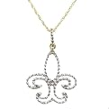 10K Two-Tone Diamond Fleur-De-Lis Pendant Necklace