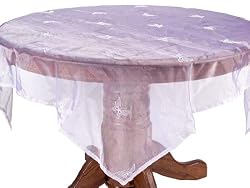 Pack of 4 Purple Embroidered Butterfly Sheer Organza Tablecloths 54" Square